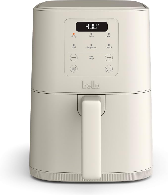 bella Fits-anywhere™ Slim 4qt Air Fryer, Non-Toxic Coating, Oatmilk by bella