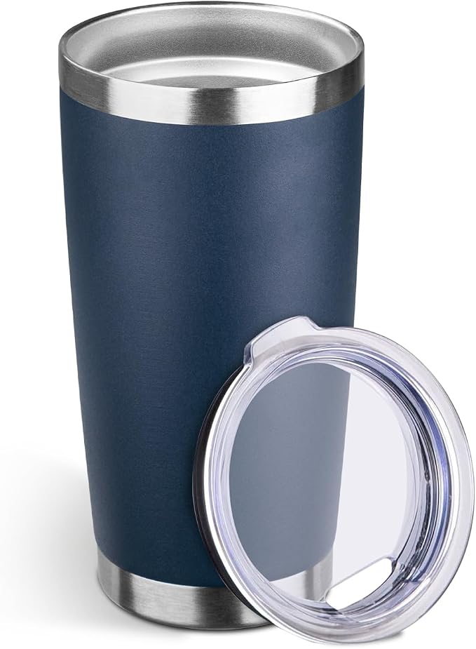 StarSpeed 20oz Tumbler Bulk with Lid, Stainless Steel Insulated Tumblers Double Wall Vacuum Insulated Travel Mug, Powder Coated Coffee Cups for Hot and Cold Drinks(Navy Blue,1) by StarSpeed