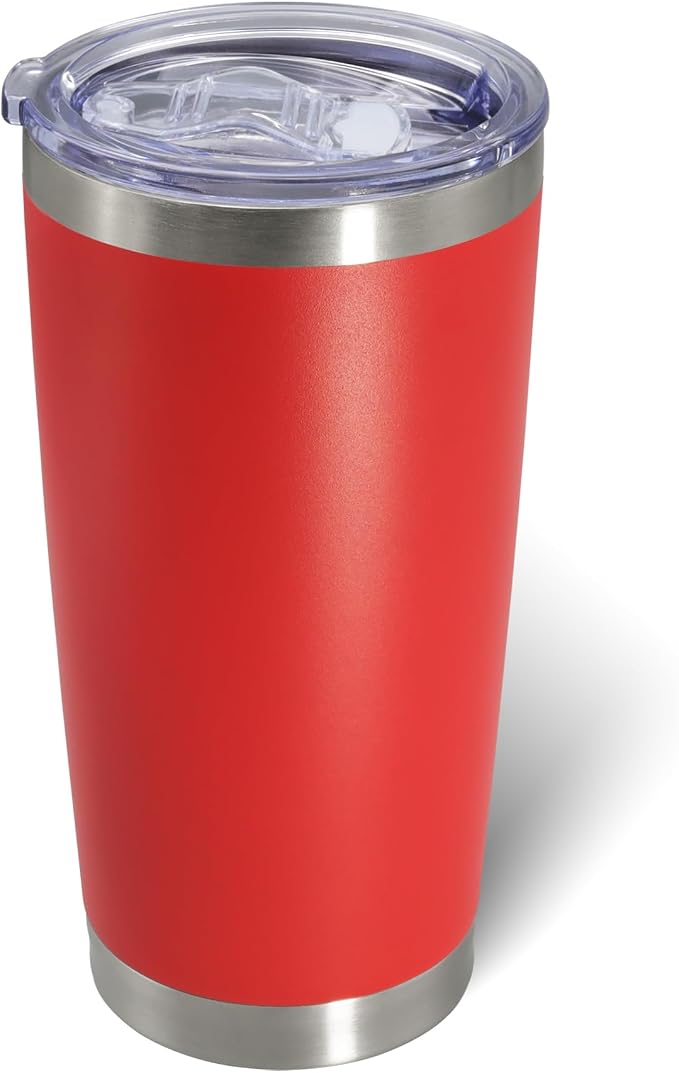 AIANJI 20oz Tumbler Bulk Stainless Steel Tumblers with Lid Vacuum Insulated Double Wall Travel Coffee Mug Powder Coated Tumbler Cup for Hot and Cold Drinks(Red, 1 pack) by AIANJI