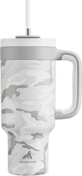 POWCAN 40 oz Camo Tumbler with Handle, 2-in-1 Straw and Sip Lid, Leakproof, Dishwasher Safe, Insulated Stainless Steel Travel Coffee Mug, Keeps Cold for 34 Hours, Car Cup Holder Fit (Clouded Aspen) by POWCAN
