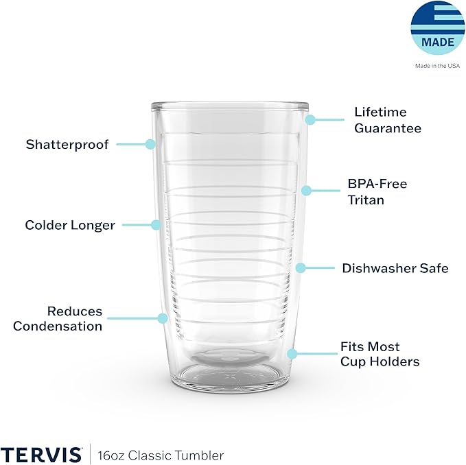 Tervis Clear & Colorful Tabletop Made in USA Double Walled Insulated Tumbler Travel Cup Keeps Drinks Cold & Hot, 16oz, Quartz - Image 3