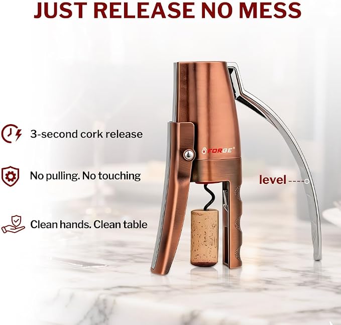 Forge Quality Compact Vertical Lever Corkscrew Wine Opener - Image 7