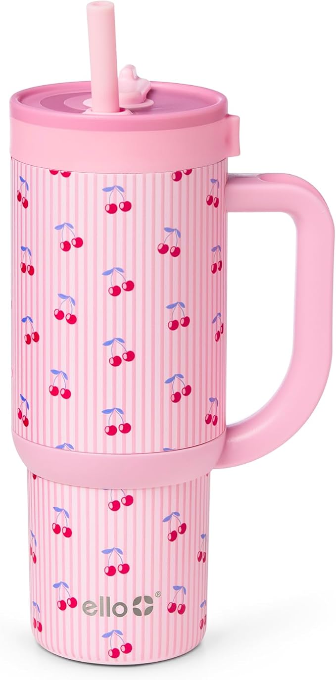 Ello Oasis 18oz Stainless Steel Tumbler - Preppy Cherries by Ello
