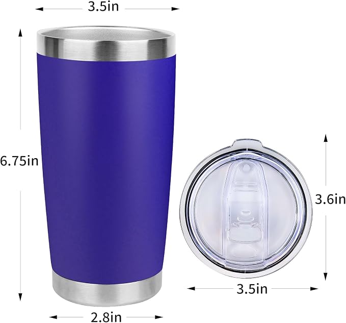 20oz Stainless Steel Tumbler with Lid, Travel Mug - Double Wall Vacuum Powder Coated Cup - Dark Blue, 1 Pack - Image 4