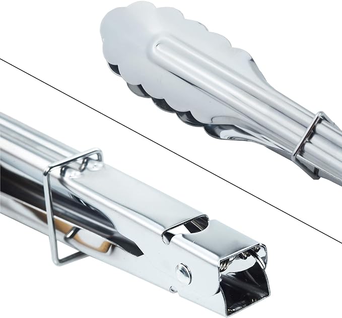 HINMAY Stainless Steel Kitchen Tongs Set Metal Cooking Tongs - Image 4