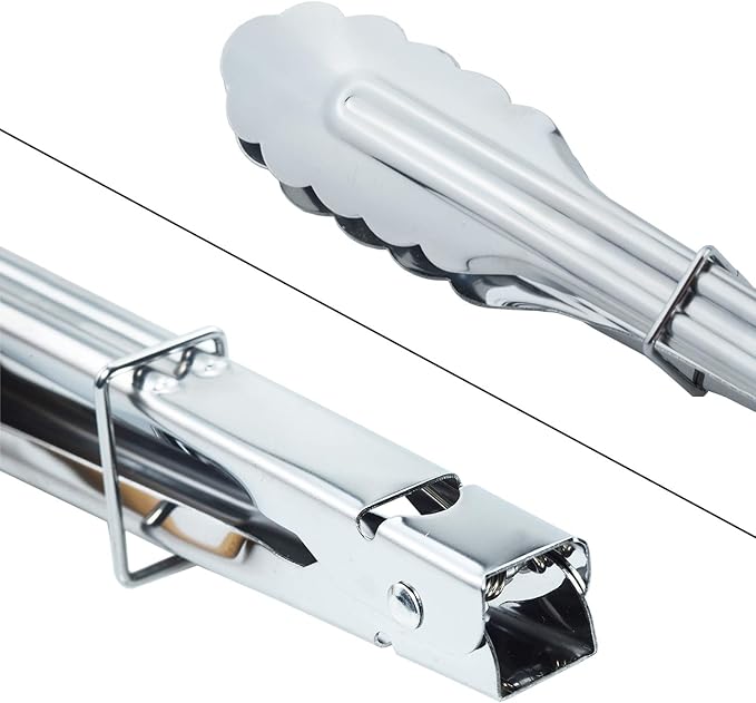 HINMAY Stainless Steel Locking Kitchen Tongs Extra Long Sturdy Heavy Duty Tongs - Image 4