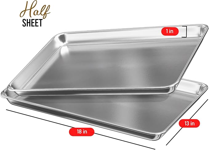 Eatex Aluminum Baking Sheet, Steel Cookie Sheet, 18” x 13” Half Sheet Baking Pan - Image 2