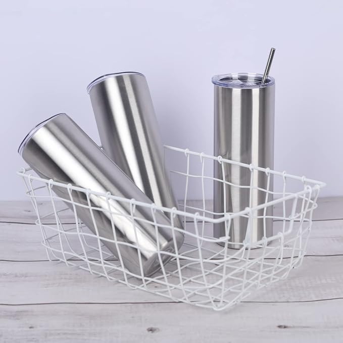 4 Pack 20 Oz Straight Skinny Tumblers,Individually Gift Boxed Stainless Steel Slim Skinny Tumbler Set Bulk, 20 Oz Insulated Slim Thin Travel Tumbler Cup for Diy, Silver - Image 5