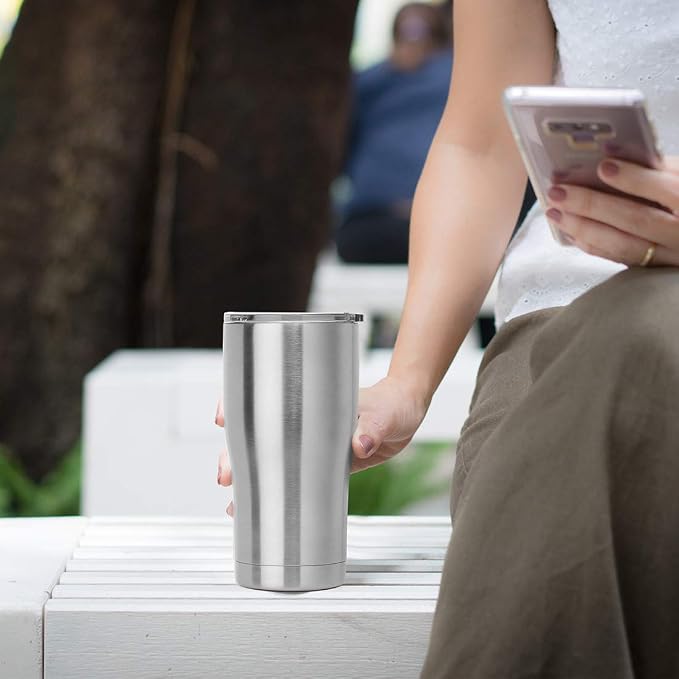 DOMICARE 20oz Tumbler with Lid Stainless Steel Tumblers Bulk, Double Wall Vacuum Insulated Coffee Travel Mug, 8 Count (Pack of 1) Stainless Steel - Image 6