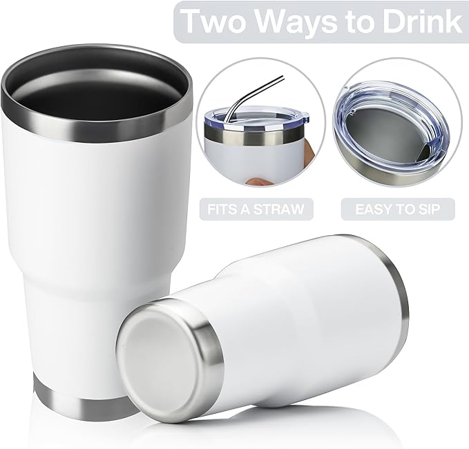 MEWAY 30oz Tumbler Double Wall Vacuum Insulated Travel Mug, Stainless Steel Tumbler with Lid, Durable Powder Coated Insulated Coffee Cup for Cold & Hot Drinks (White,1 PACK) - Image 3