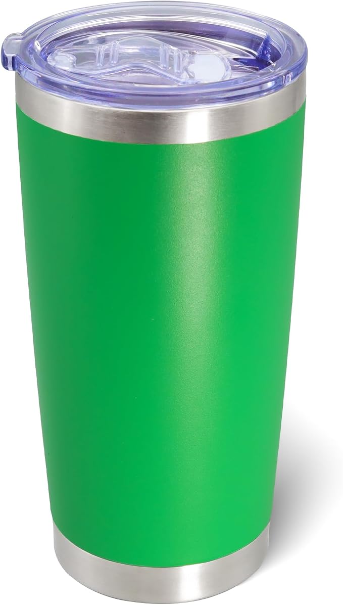 AIANJI 20oz Tumbler Bulk Stainless Steel Tumblers with Lid Vacuum Insulated Double Wall Travel Coffee Mug Powder Coated Tumbler Cup for Hot and Cold Drinks(Green, 1 pack) by AIANJI