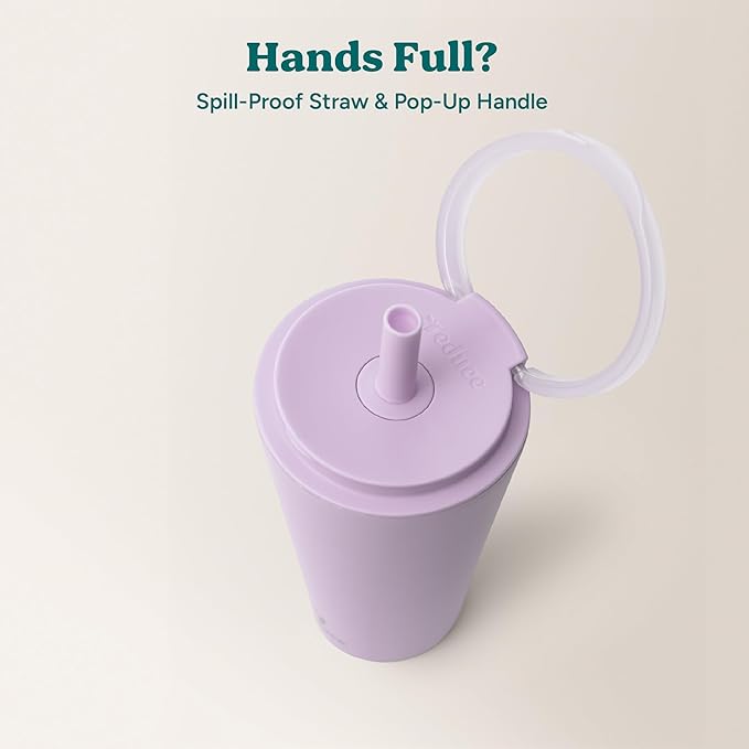 REDUCE Halo 32 oz Stainless Steel Vacuum Insulated Tumbler - Spill Proof Travel Mug with Flip Handle Lid - Keeps Drinks Cold for 32 Hrs - Dishwasher Safe - Cupholder Friendly - Lilac Bud - Image 5