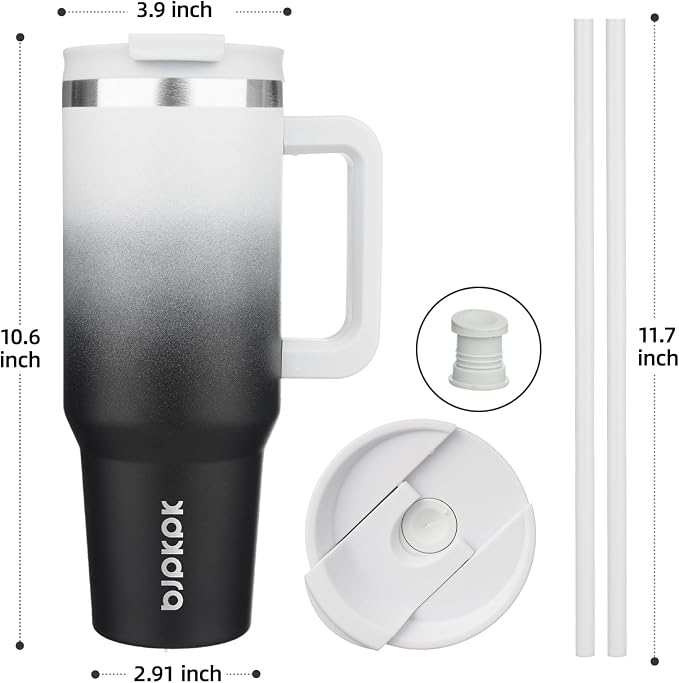 BJPKPK Insulated Tumblers With Handle And Straw 40 oz Stainless Steel Tumbler Cups With Lid,Day And Night - Image 3