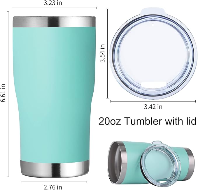 DOMICARE 20oz Tumbler with Lid Stainless Steel Tumblers Bulk, Double Wall Vacuum Insulated Coffee Travel Mug Powder Coated Tumbler, 12 Count (Pack of 1) Light Blue - Image 5