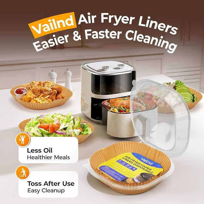 Vailnd 100Pcs 8" Air Fryer Liner Disposable for 5-8 QT Square - Image 7