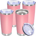 20oz Tumbler Stainless Steel Tumbler Cup with Lid Vacuum Insulated Double Wall Travel Mug, Durable Powder Coated Travel Coffee Tumbler Mug for Hot & Cold Drinks, Pink,4 Pack by AUWBON