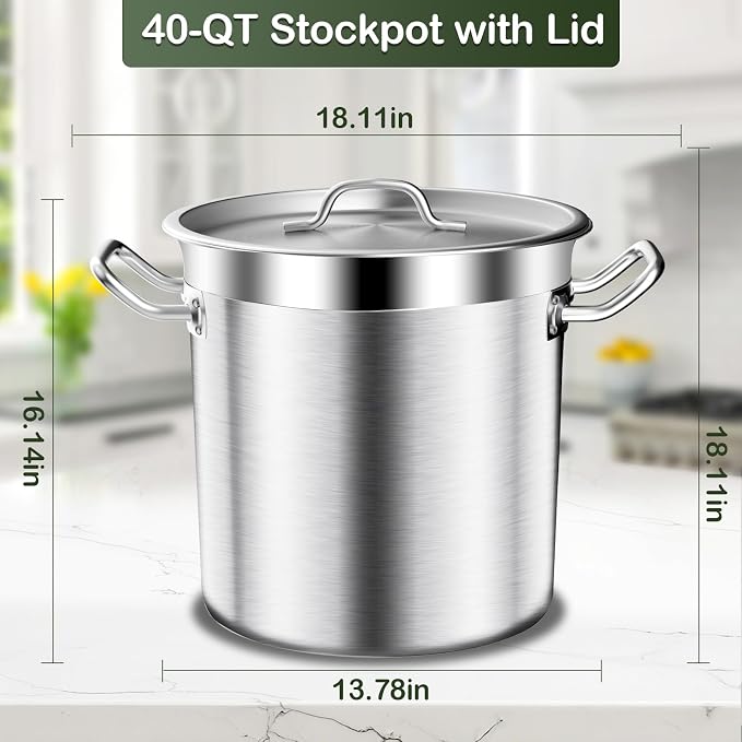 Stockpots-40QT Large Stock Pot Stainless Steel Stockpot - Image 7