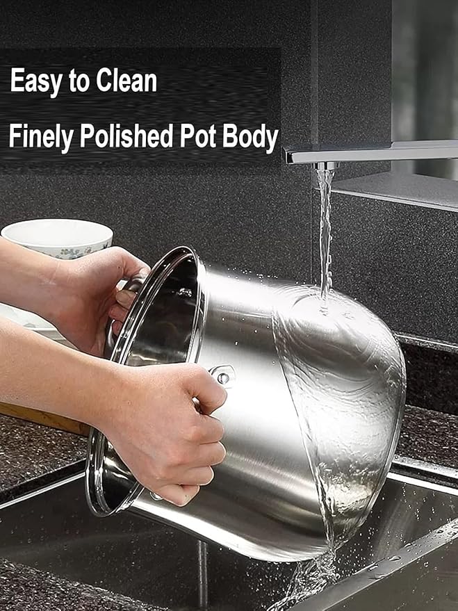 Stainless Steel Stock Pot, 12 Quart Heavy Duty Induction-Compatible - Image 4