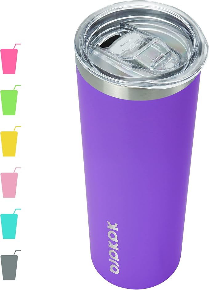 BJPKPK 20 oz Stainless Steel Skinny Tumbler, Iced Coffee Travel Sublimation Mug Insulated Metal Water Tumbler Thermal Cup With Lid,Purple by BJPKPK