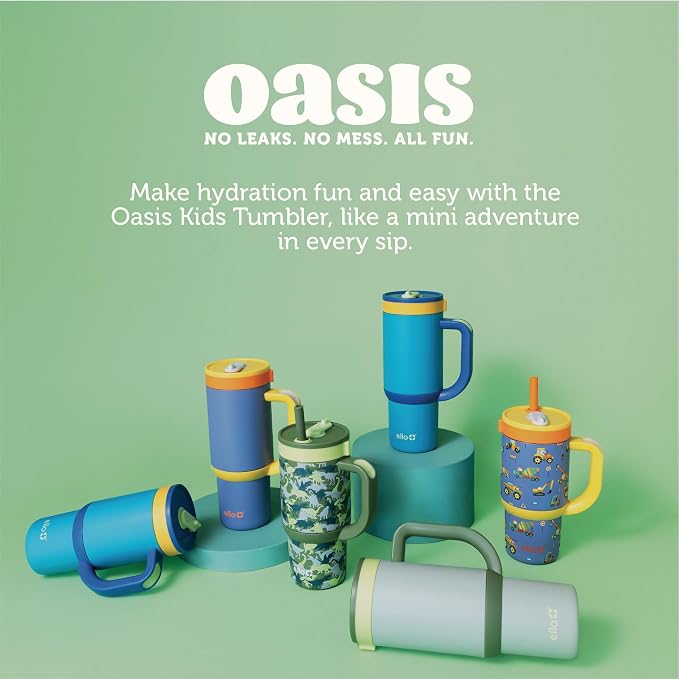 Ello Oasis 14oz Stainless Steel Toddler Tumbler with Handle & Retracting Straw, 100% Leakproof, Double-Wall Vacuum Insulated, Kids Water Bottle for School, BPA Free, Dishwasher Safe, Construction - Image 5