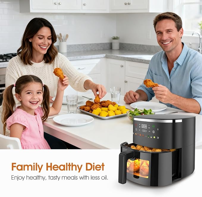 Digital Air Fryer with Window, 6 Qt, 1550W, 8 Presets, Timer and Temperature Control - Image 6