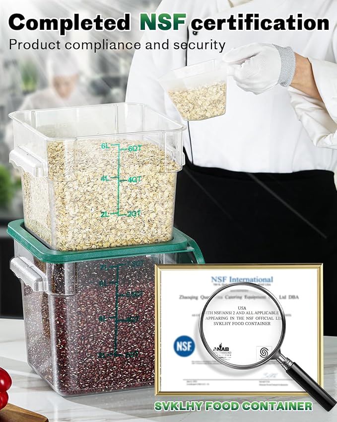 2QT4QT NSF Food Storage Containers: 6PCS Commercial Clear Food Storage - Image 3