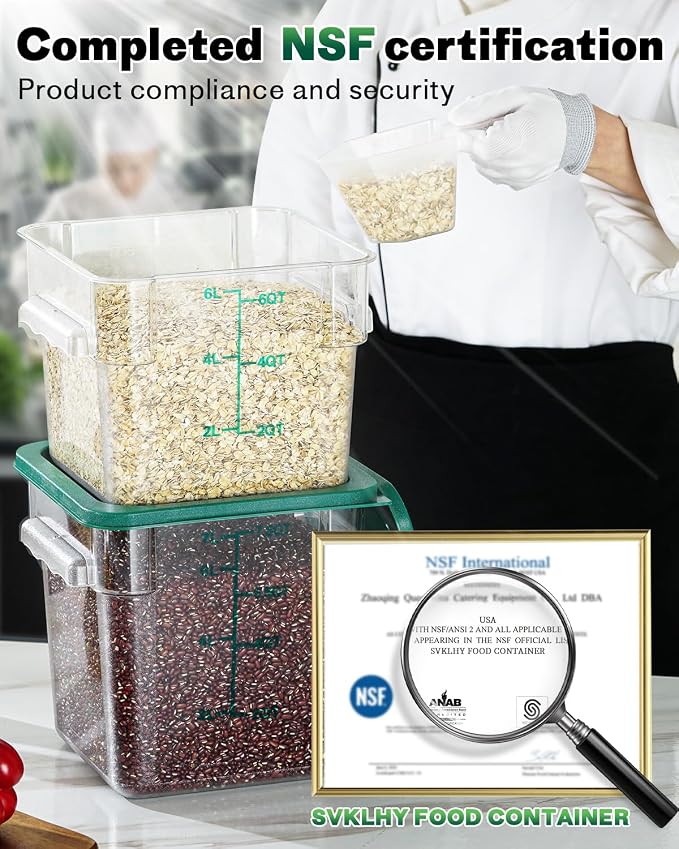 6QT NSF Food Storage Containers: 6PCS Commercial Clear Food Storage Containers - Image 2