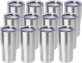 DOMICARE 20oz Tumbler with Lid Stainless Steel Tumblers Bulk, Double Wall Vacuum Insulated Coffee Travel Mug, 12 Count (Pack of 1) Stainless Steel by VisittheDOMICARE