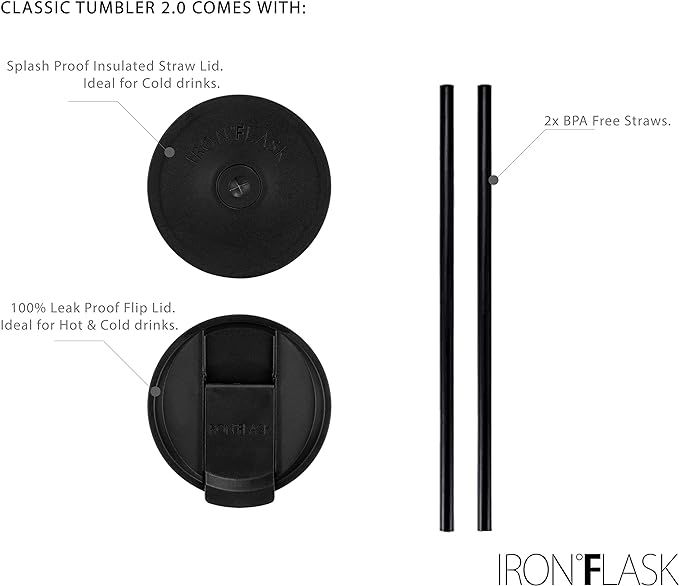 IRON °FLASK Classic Tumbler - Vacuum Insulated Stainless Steel Water Bottle, Double Walled, Drinking Cup, Insulated Travel Mug (Cotton Candy, 24 oz Solid Lid) - Image 7
