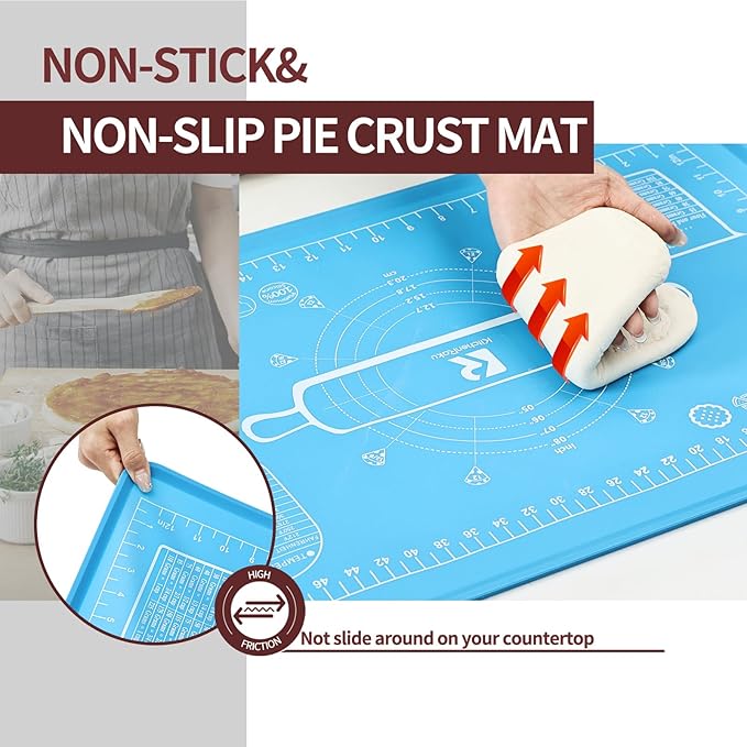 Silicone Baking Mat 20"L x 28"W, Extra Thick Dough Rolling Pad - Image 3