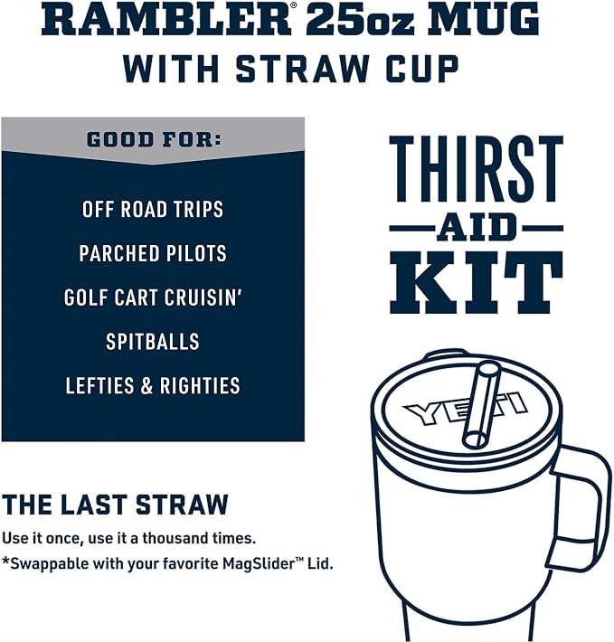 YETI Rambler 25 oz Tumbler with Handle and Straw Lid, Travel Mug Water Tumbler, Vacuum Insulated Cup with Handle, Stainless Steel, Charcoal - Image 3
