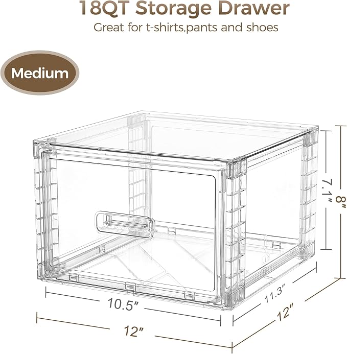 Vtopmart 9 Pack 18QT Clear Stackable Storage Drawers, Easily Assemble Closet - Image 2