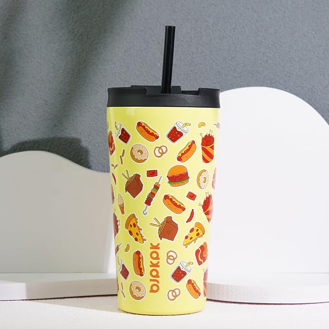 BJPKPK 18oz Tumbler With lid And Straw Stainless Steel Travel Coffee Mug Insulated Tumblers Cups,Yummy - Image 5