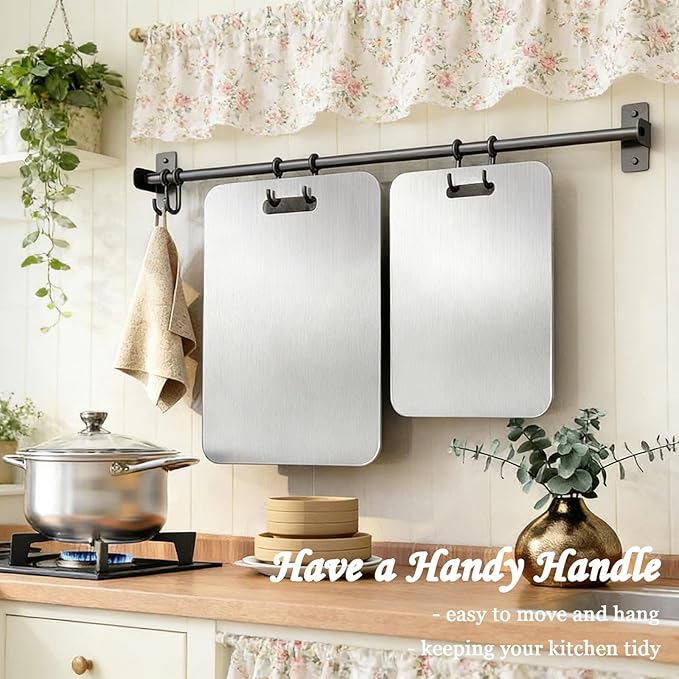 100% Pure Titanium Cutting Board Set of 2, Double-Sided Titanium Cutting Boards - Image 7