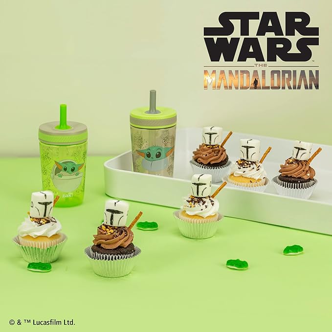 Zak Designs Star Wars The Mandalorian Kelso Toddler Cups For Travel or At Home, 15oz 2-Pack Durable Plastic Sippy Cups With Leak-Proof Design is Perfect For Kids (Baby Yoda, Grogu) - Image 3