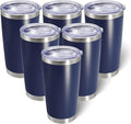 AIANJI 20oz Tumbler Bulk Stainless Steel Tumblers with Lid Vacuum Insulated Double Wall Travel Coffee Mug Powder Coated Tumbler Cup for Hot and Cold Drinks(Navy Blue, 6 pack) by AIANJI