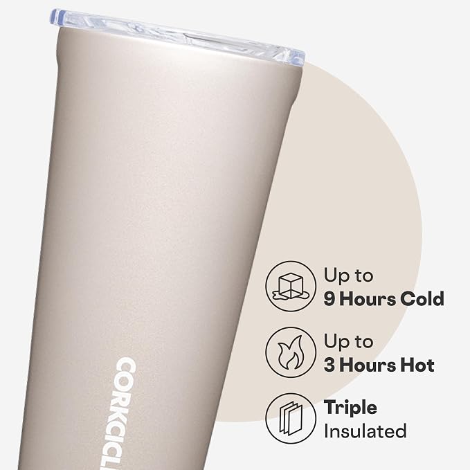 Corkcicle Pure Taste Tumbler - Stainless Steel Insulated Cup With Lid - Non-Slip Silicone Base - Ceramic Interior Coating - Durable Travel Mug - Dishwasher Safe - BPA Free - 16 oz - Latte/Oat Milk - Image 3