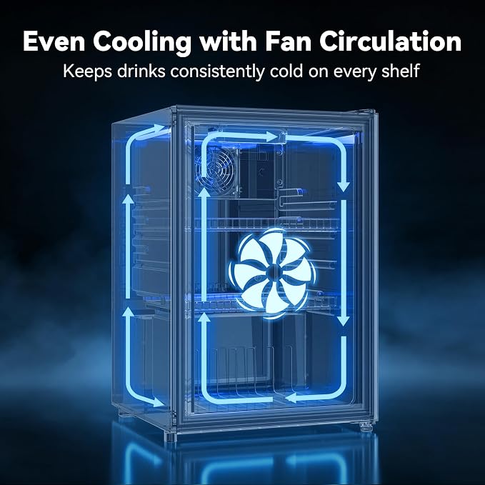 Beverage Refrigerator, 2.47 Cu.Ft Mini Fridge Beverage Cooler | Glass Door, 35–65°F Digital Temperature Display, Adjustable Shelves, Beverage Fridge for Soda, Beer & Wine - Image 4