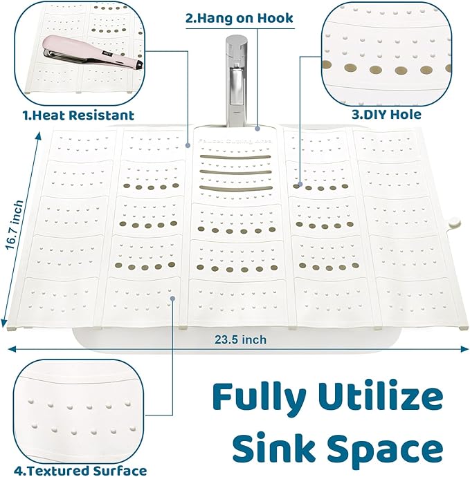 Bathroom Sink Cover for Counter Space, Foldable Silicone Sink Mat Makeup - Image 3