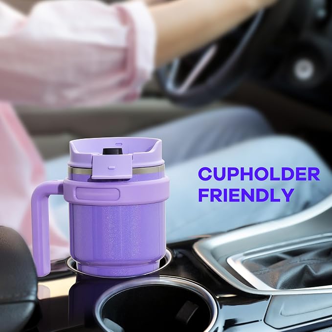 ALOUFEA 20 oz Insulated Coffee Mug Tumbler with Handle, Stainless Steel Travel Mug Tumbler with Lid and Straw,Double Wall Vacuum Leak Proof Ice Coffee Thermal Cup,Sage - Image 6