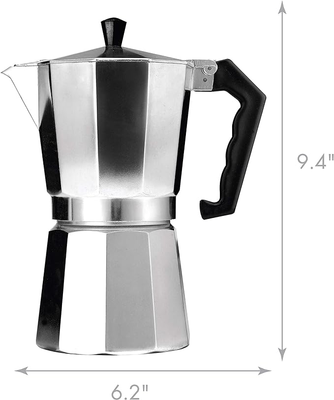 Primula Classic Stovetop Espresso and Coffee Maker, Moka Pot for Italian and Cuban Café Brewing, Greca Coffee Maker, Cafeteras, 9 Espresso Cups, Silver - Image 3