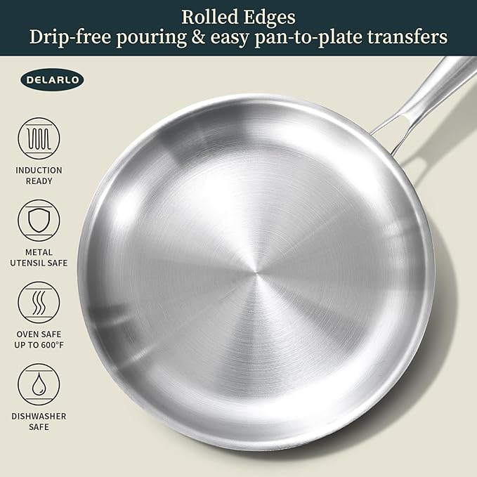 DELARLO Tri-ply Stainless Steel Frying Pan Set - Image 5