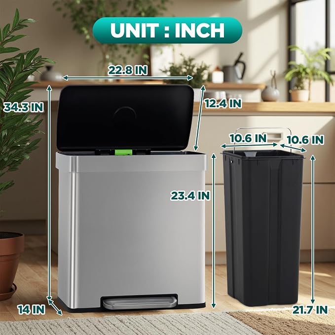 FDW 16 Gallon / 60 L Garbage Can Kitchen Trash Can - Image 7