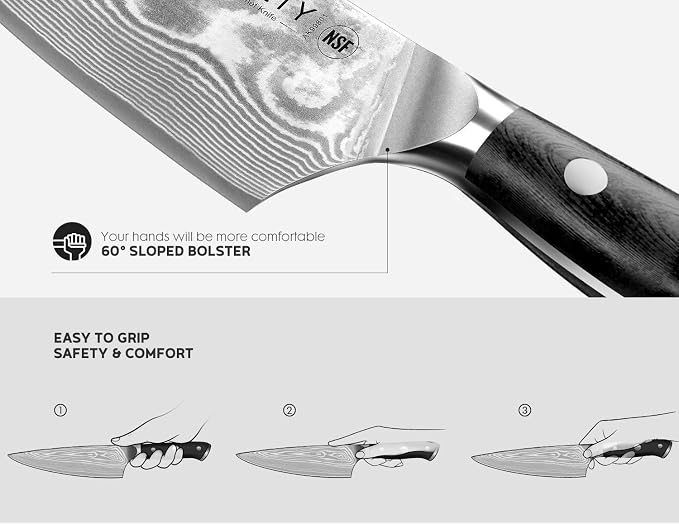 Damascus Knife Set 3 PCS: Japanese Kitchen Knives - Image 4