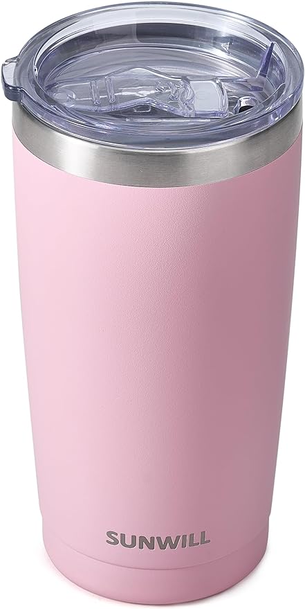 SUNWILL Travel Coffee Tumbler 20 oz, Insulated Mug with Lid, Stainless Steel Cup for Hot and Cold Drinks, Powder Coated Sakura by SUNWILL