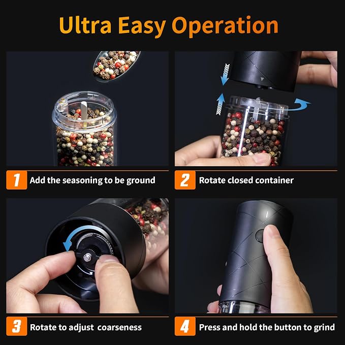 4Pack Electric Salt and Pepper Grinder Set USB Rechargeable - Image 7