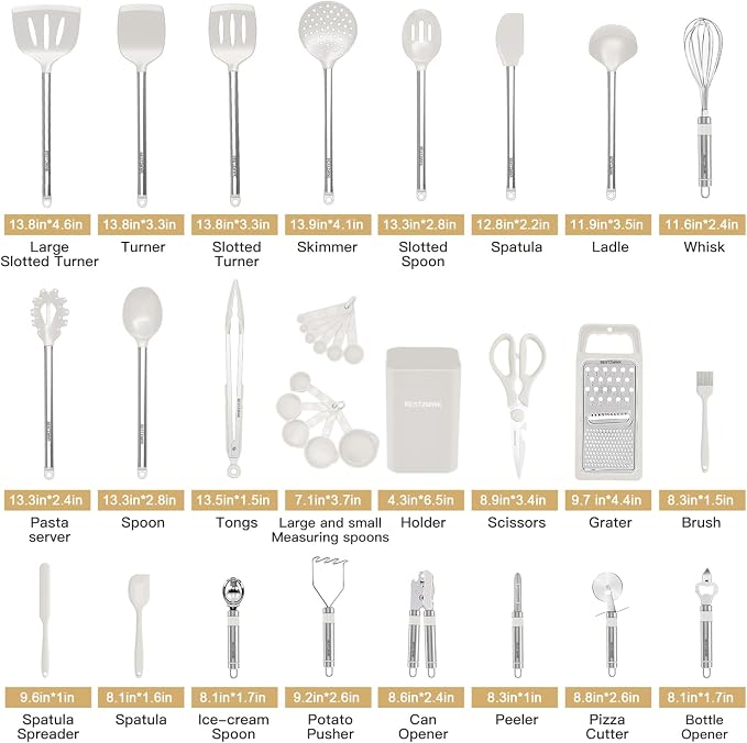 Kitchen Utensil Set-Silicone Cooking Utensils-33 Kitchen Gadgets & Spoons - Image 2