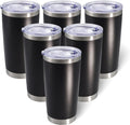 AIANJI 20oz Tumbler Bulk Stainless Steel Tumblers with Lid Vacuum Insulated Double Wall Travel Coffee Mug Powder Coated Tumbler Cup for Hot and Cold Drinks(Black, 6 pack) by AIANJI