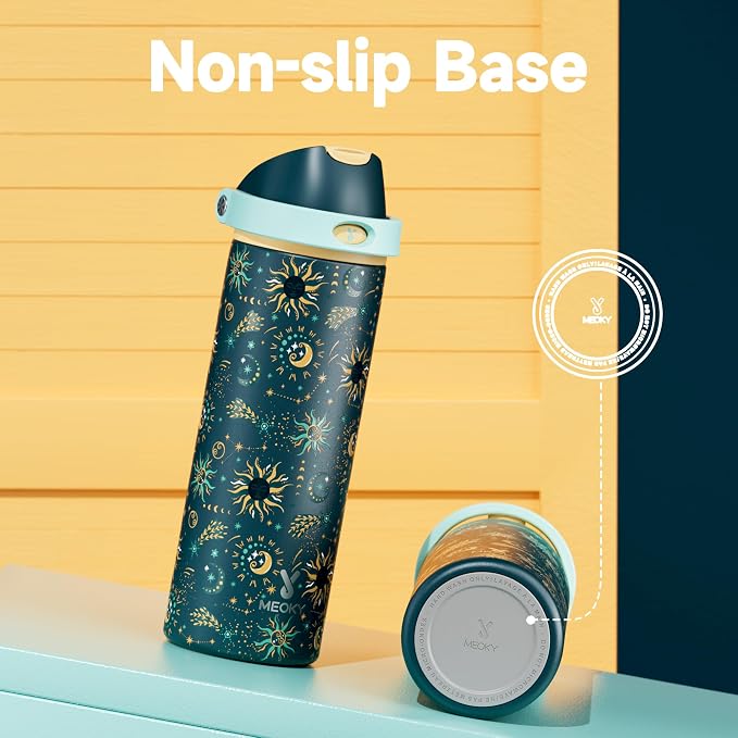 24 oz Insulated Water Bottle with Straw: Meoky Stainless Steel Metal Water Bottle with 2-in-1 Lid - Leak Proof, Cold for 24 Hours, Protective Silicone Base, BPA-Free for Sports Travel Car, Tarot - Image 7