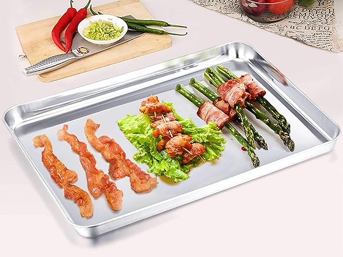 TeamFar Baking Sheet Set of 2, Baking Pans Tray Cookie Sheet Stainless Steel - Image 4